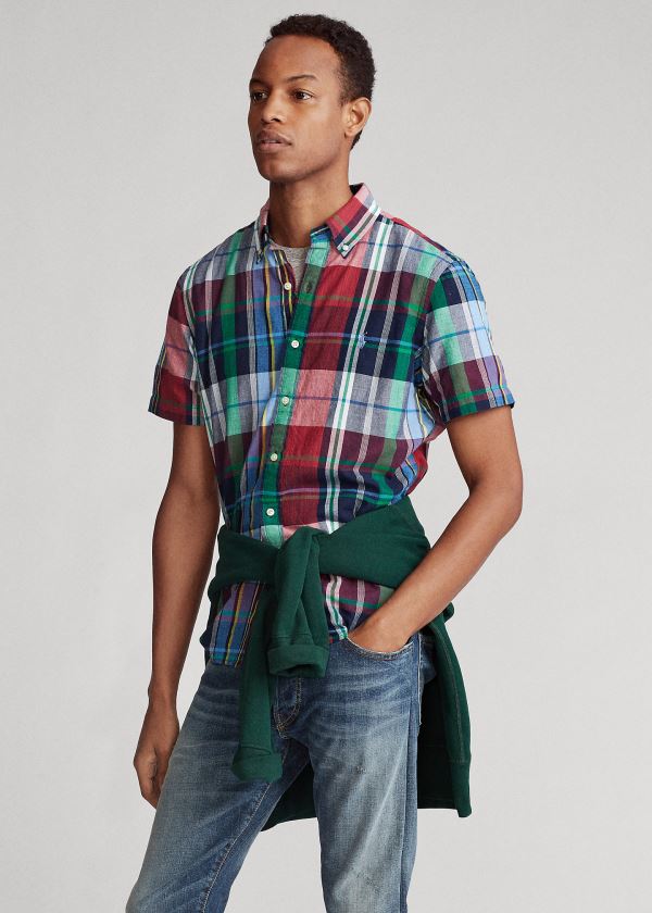 Ralph Lauren Plaid Madras Shirt Světle Blankyt Fialové Viacfarebný | UnEmRqpx