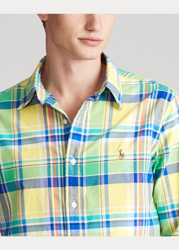 Ralph Lauren Plaid Oxford Shirt Žluté Zelene Viacfarebný | gH1rLP4m
