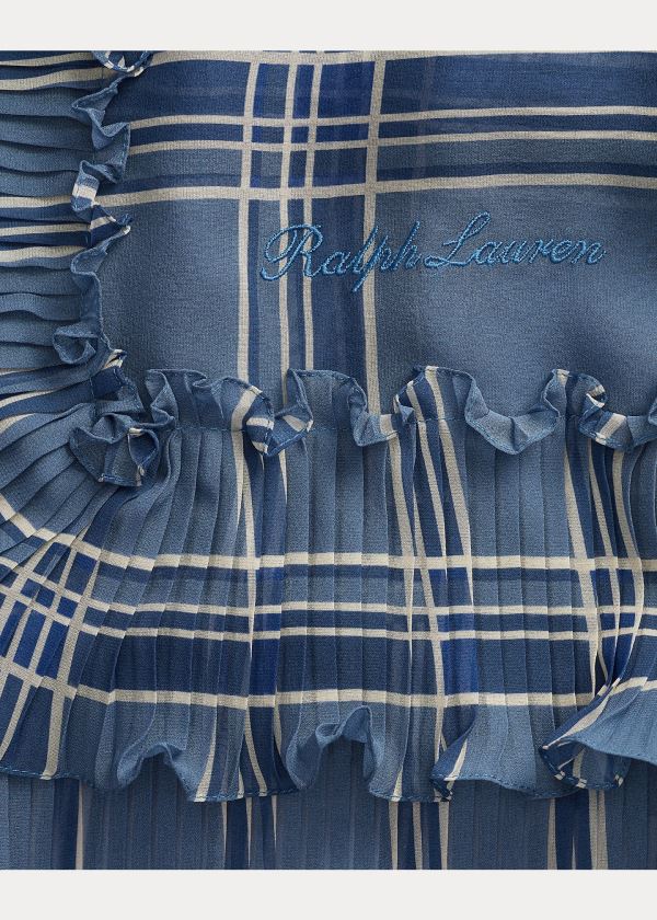 Ralph Lauren Plaid Ruffled Silk Scarf Blankyt Viacfarebný | s5twgzbO