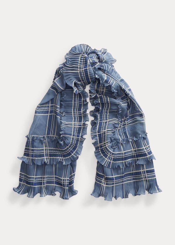 Ralph Lauren Plaid Ruffled Silk Scarf Blankyt Viacfarebný | s5twgzbO