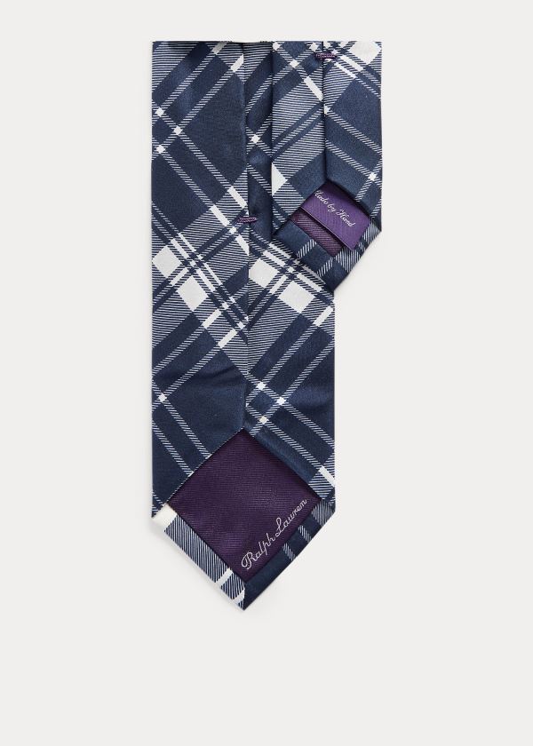 Ralph Lauren Plaid Silk Tie Tmavě Blankyt Bílé | rktLJF6C