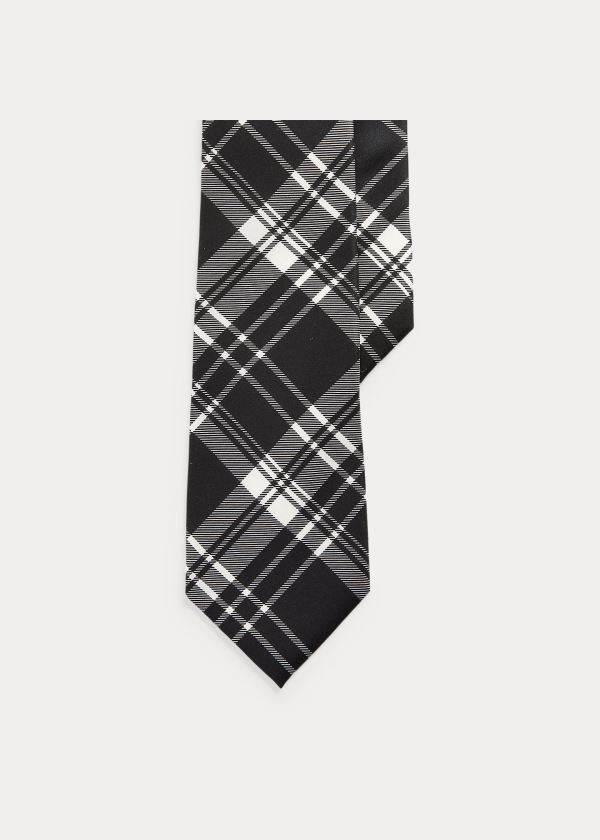 Ralph Lauren Plaid Silk Tie Černé Krém | kLXZzweF