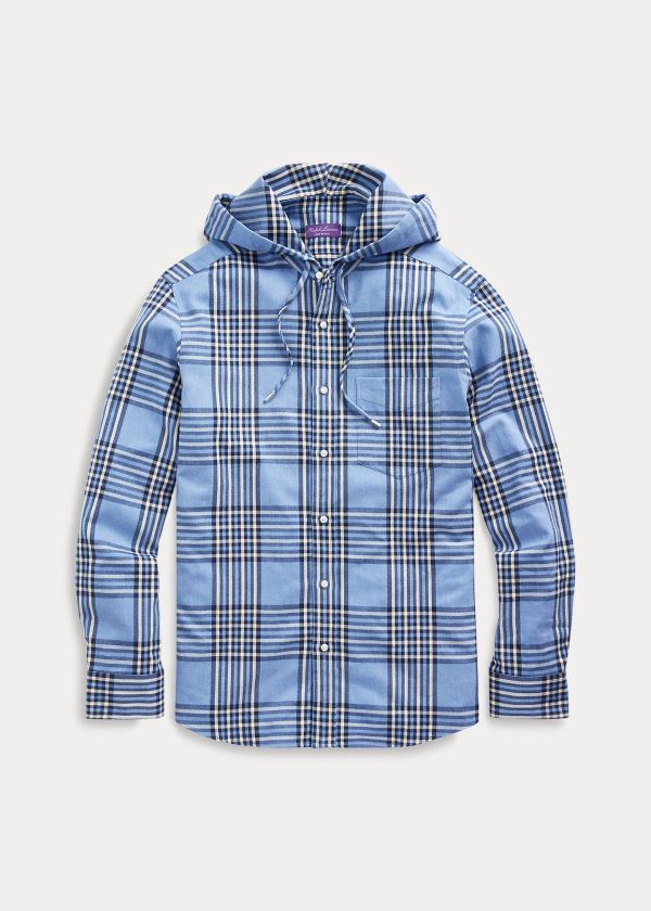 Ralph Lauren Plaid Twill S Kapucí Shirt Světle Blankyt | jjVlYyqE