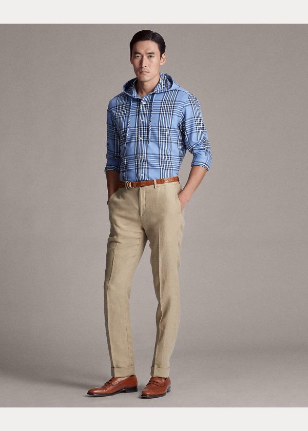 Ralph Lauren Plaid Twill S Kapucí Shirt Světle Blankyt | jjVlYyqE