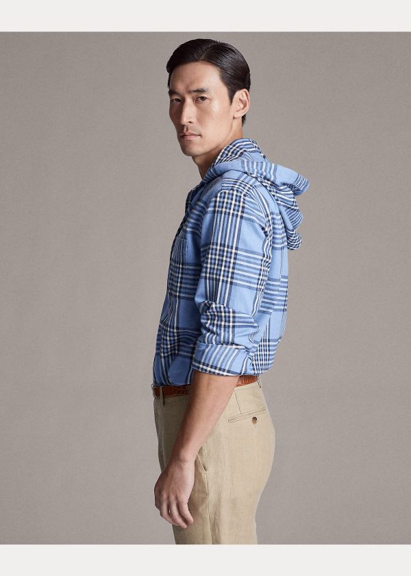 Ralph Lauren Plaid Twill S Kapucí Shirt Světle Blankyt | jjVlYyqE