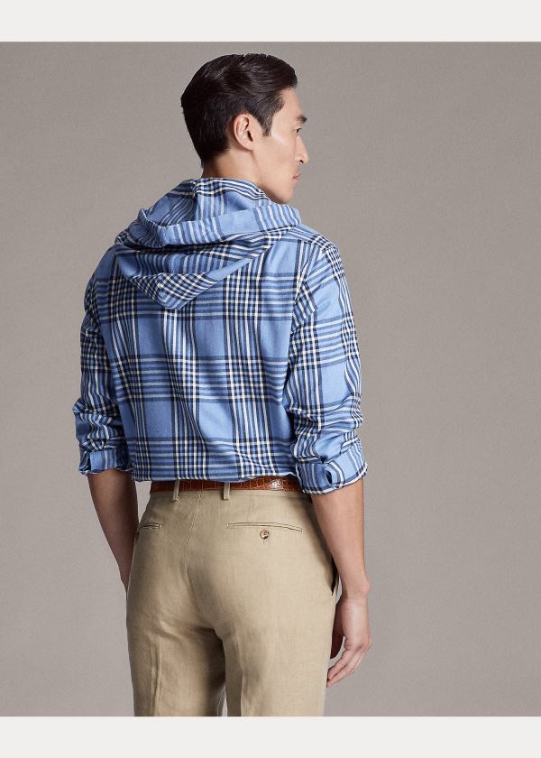 Ralph Lauren Plaid Twill S Kapucí Shirt Světle Blankyt | jjVlYyqE