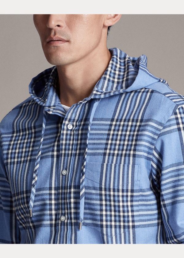 Ralph Lauren Plaid Twill S Kapucí Shirt Světle Blankyt | jjVlYyqE
