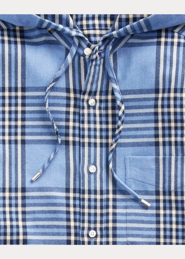 Ralph Lauren Plaid Twill S Kapucí Shirt Světle Blankyt | jjVlYyqE