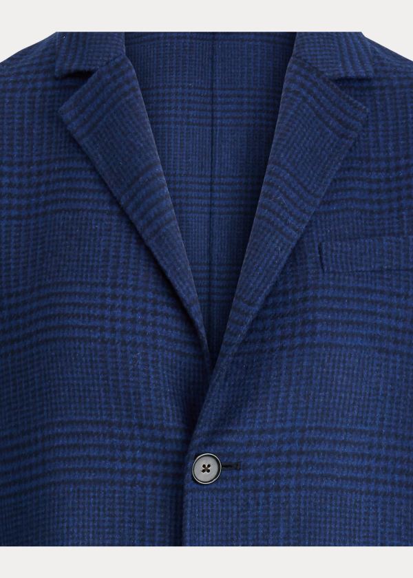 Ralph Lauren Plaid Wool-Blend Coat Tmavě Blankyt | F10ik3py