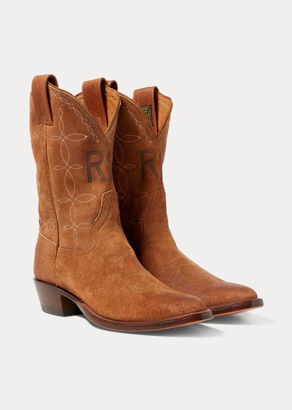 Ralph Lauren Plainview Semišové Cowboy Boot Hnědé | KwwgL1Ad