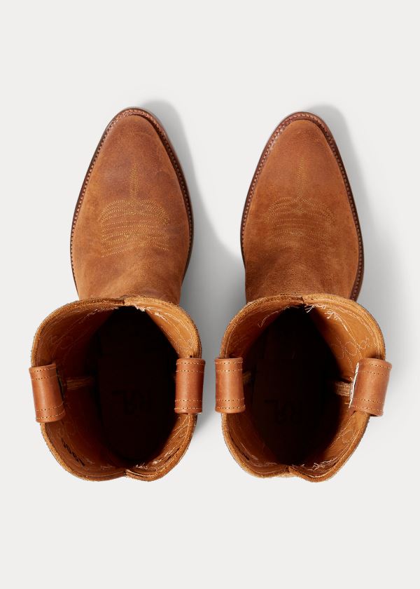 Ralph Lauren Plainview Semišové Cowboy Boot Hnědé | KwwgL1Ad