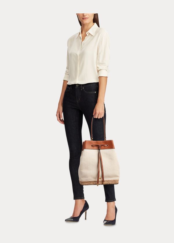Ralph Lauren Platene Debby Drawstring Bag Krém Hnědé | rCkQ9jit