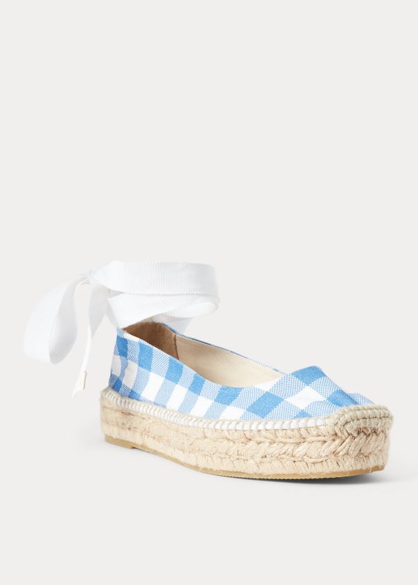 Ralph Lauren Platene Gingham Espadrilky Blankyt Bílé | l5QC8rBS