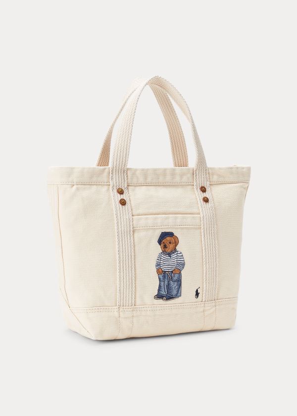 Ralph Lauren Platene Polo Bear Small Tote Krém | 0kqSHBPN