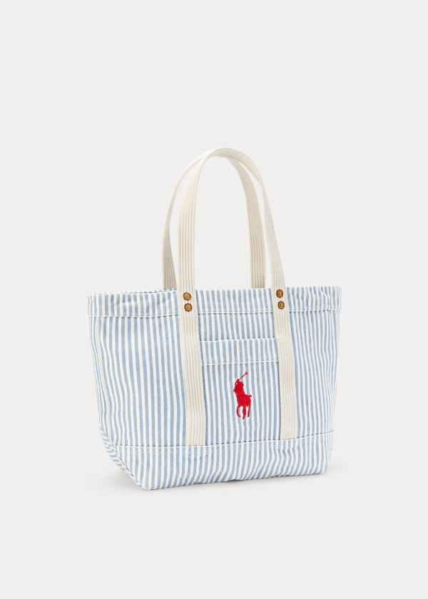 Ralph Lauren Platene Striped Medium Tote Blankyt Bílé | 5vDxFWQg