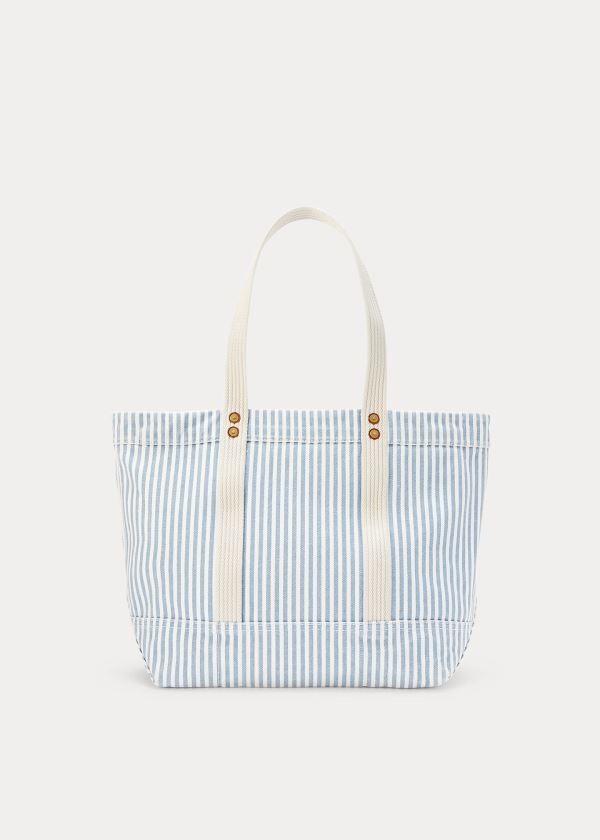 Ralph Lauren Platene Striped Medium Tote Blankyt Bílé | 5vDxFWQg