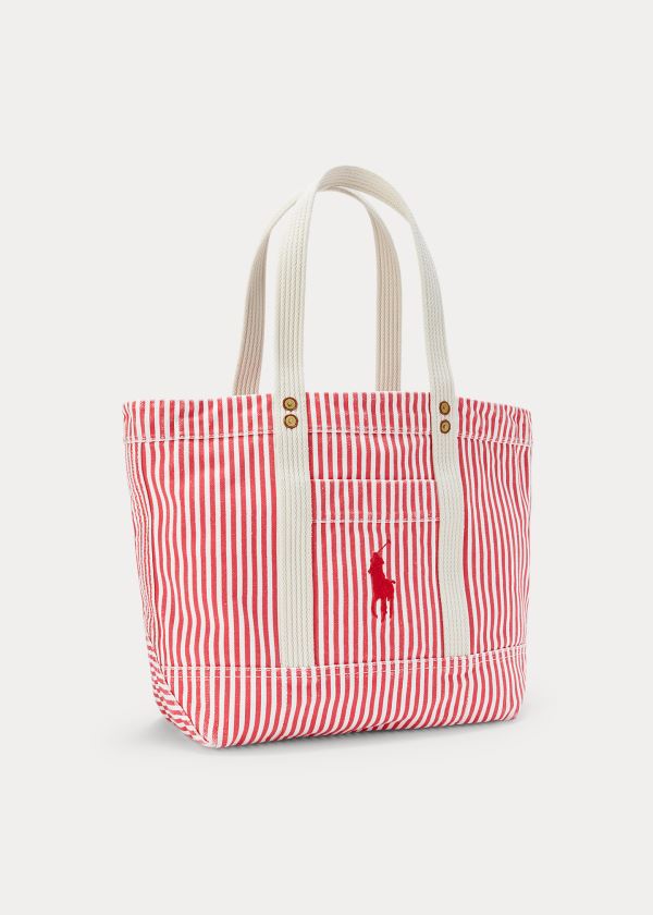 Ralph Lauren Platene Striped Medium Tote Červené Bílé | jr2oQ8XH