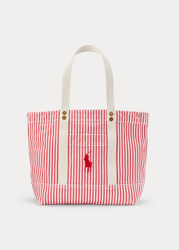 Ralph Lauren Platene Striped Medium Tote Červené Bílé | jr2oQ8XH