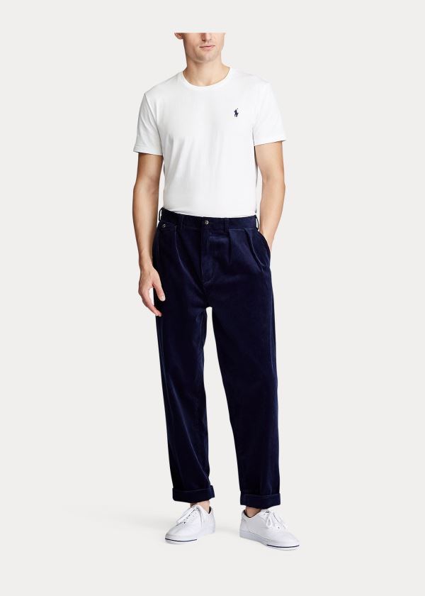Ralph Lauren Pleated Baggy Corduroy Pant Tmavě Blankyt | YF9MHnjN