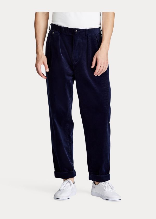 Ralph Lauren Pleated Baggy Corduroy Pant Tmavě Blankyt | YF9MHnjN