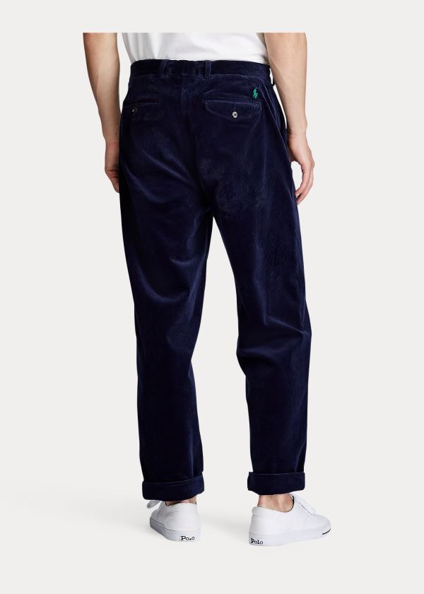 Ralph Lauren Pleated Baggy Corduroy Pant Tmavě Blankyt | YF9MHnjN