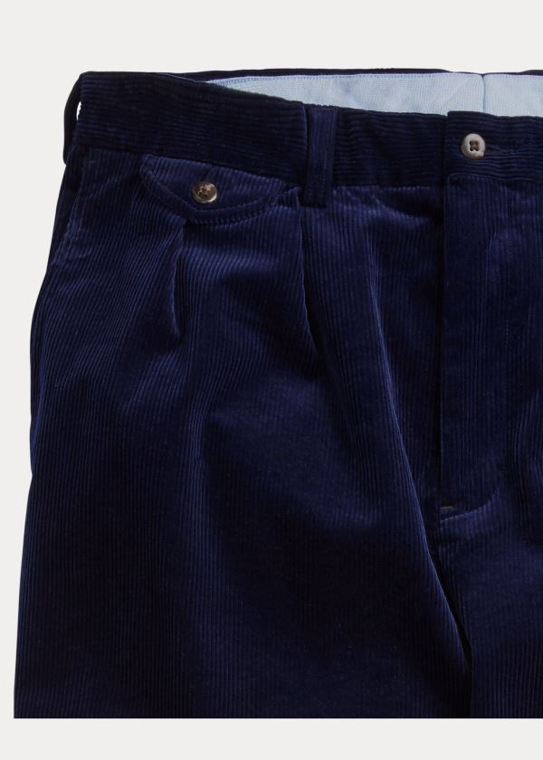 Ralph Lauren Pleated Baggy Corduroy Pant Tmavě Blankyt | YF9MHnjN