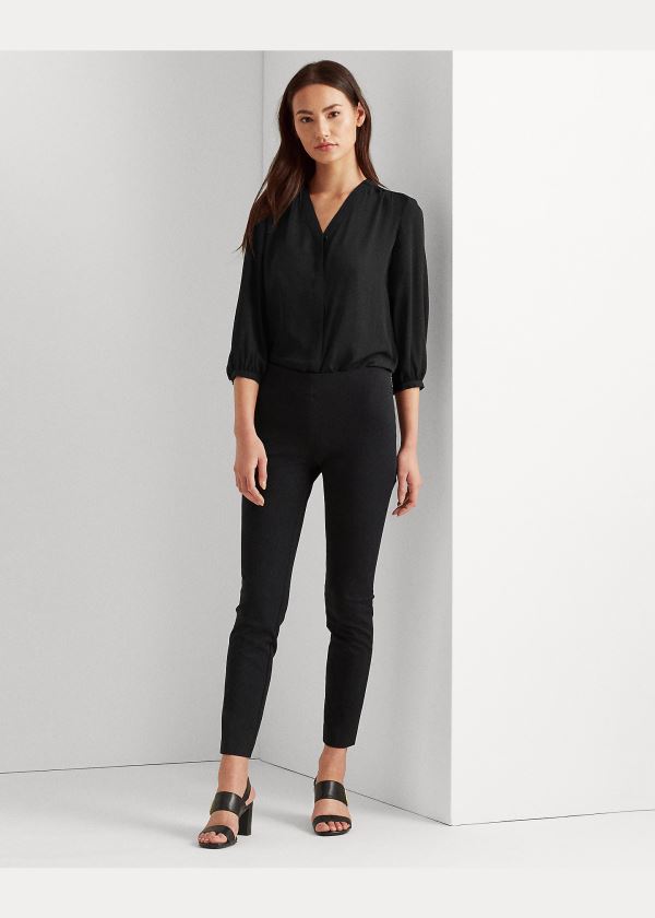 Ralph Lauren Pleated Georgette Top Černé | aqWEsktt
