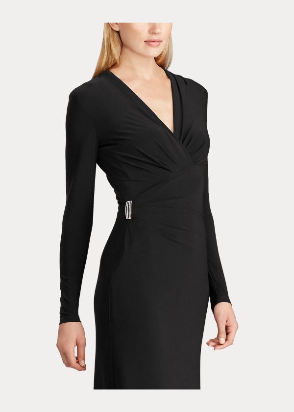 Ralph Lauren Pleated Matte Jersey Gown Černé | xjcj5PwA