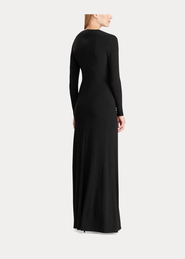 Ralph Lauren Pleated Matte Jersey Gown Černé | xjcj5PwA