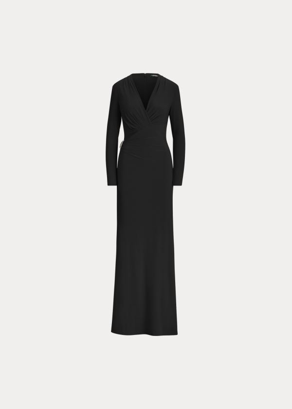Ralph Lauren Pleated Matte Jersey Gown Černé | xjcj5PwA