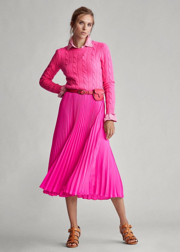 Ralph Lauren Pleated Midi Skirt Růžové | krmzdr7C