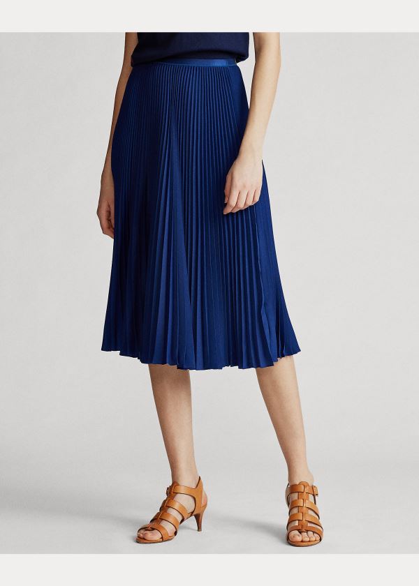 Ralph Lauren Pleated Midi Skirt Tmavě Blankyt | xF2kld1i