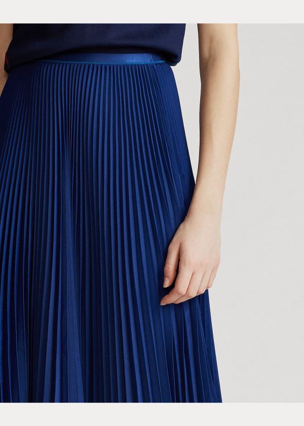 Ralph Lauren Pleated Midi Skirt Tmavě Blankyt | xF2kld1i