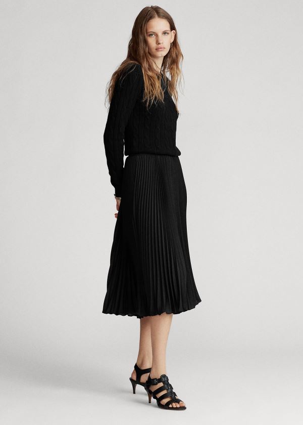 Ralph Lauren Pleated Midi Skirt Černé | 5a95rRdn
