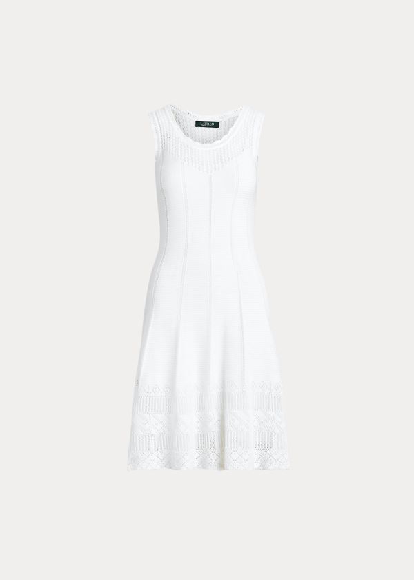 Ralph Lauren Pointelle Bez Rukávů Šaty Bílé | 8XV0a9z1