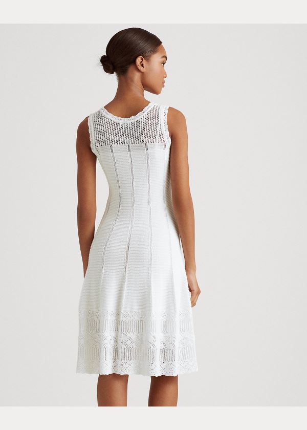 Ralph Lauren Pointelle Bez Rukávů Šaty Bílé | 8XV0a9z1