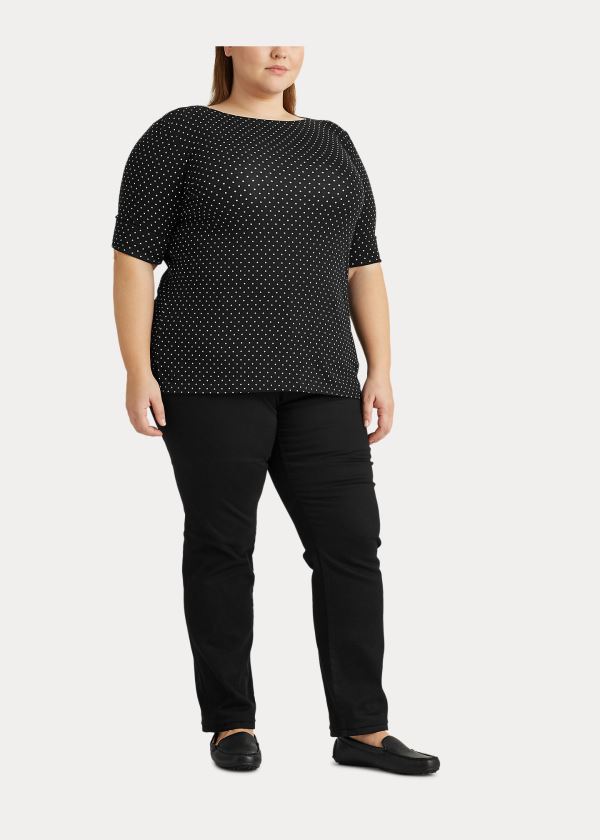 Ralph Lauren Polka-Dot Bavlněné-Blend Top Černé Krém | 3PeFsrPt