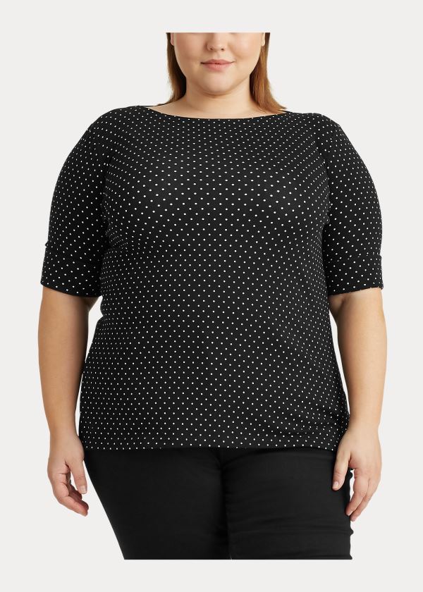 Ralph Lauren Polka-Dot Bavlněné-Blend Top Černé Krém | 3PeFsrPt
