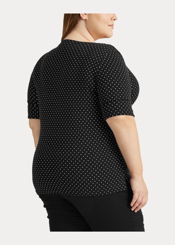 Ralph Lauren Polka-Dot Bavlněné-Blend Top Černé Krém | 3PeFsrPt