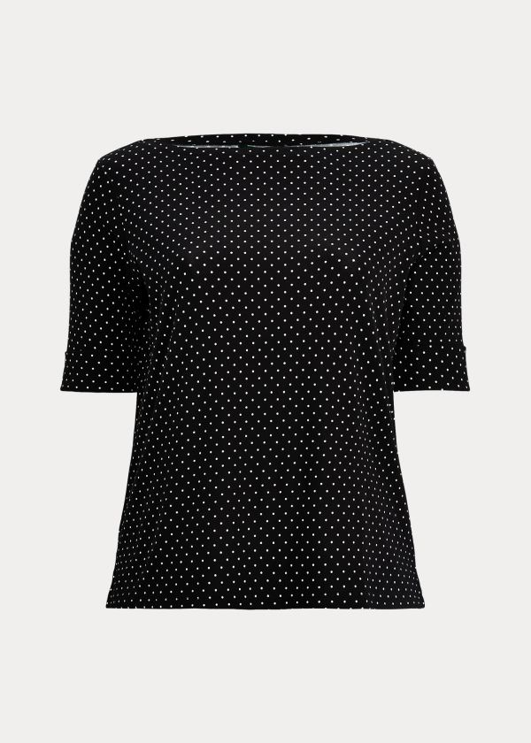 Ralph Lauren Polka-Dot Bavlněné-Blend Top Černé Krém | 3PeFsrPt
