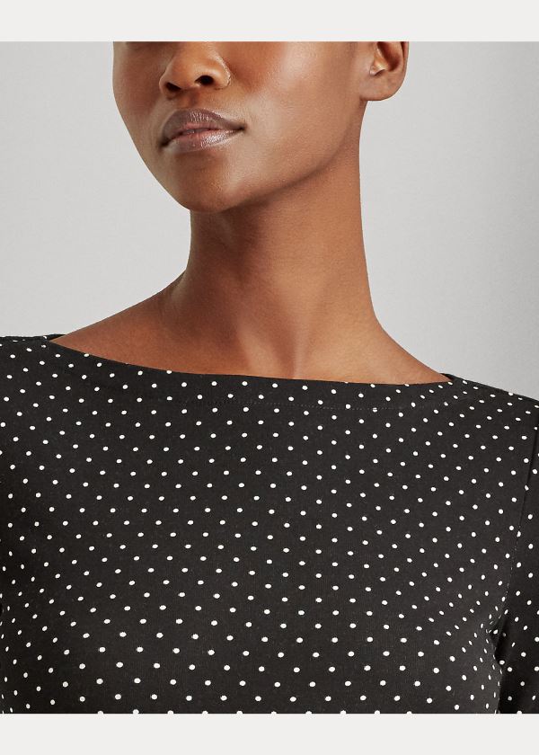Ralph Lauren Polka-Dot Bavlněné-Blend Top Černé Krém | aEzxLvjF