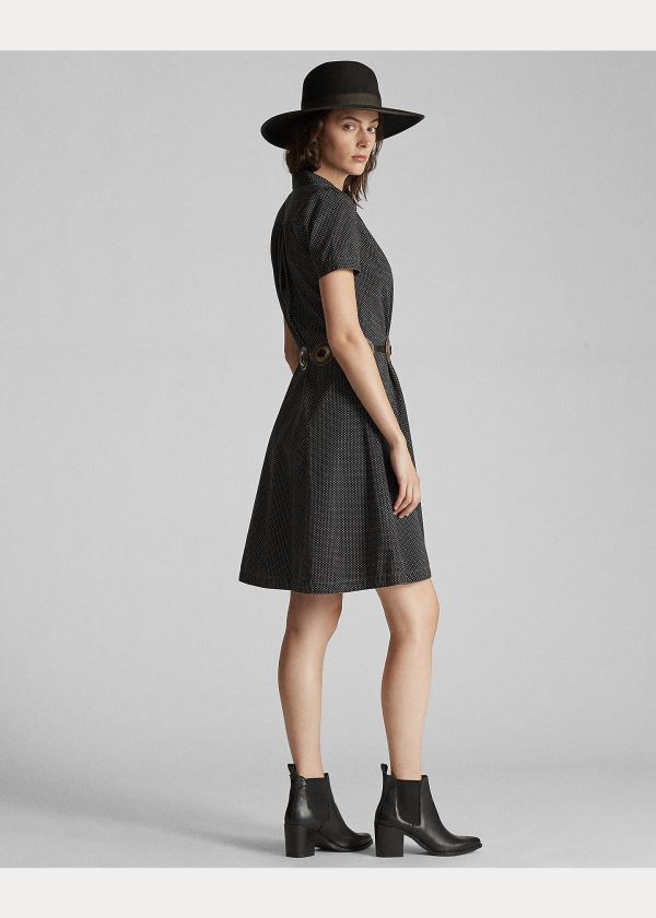 Ralph Lauren Polka-Dot Black Indigo Šaty Černé Viacfarebný | dvGwgVY4
