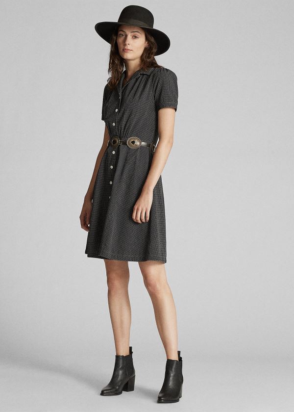 Ralph Lauren Polka-Dot Black Indigo Šaty Černé Viacfarebný | dvGwgVY4