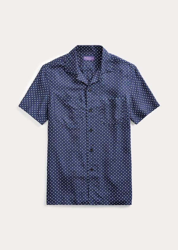 Ralph Lauren Polka-Dot-Print Shirt Tmavě Blankyt Bílé | ENL4Mmli