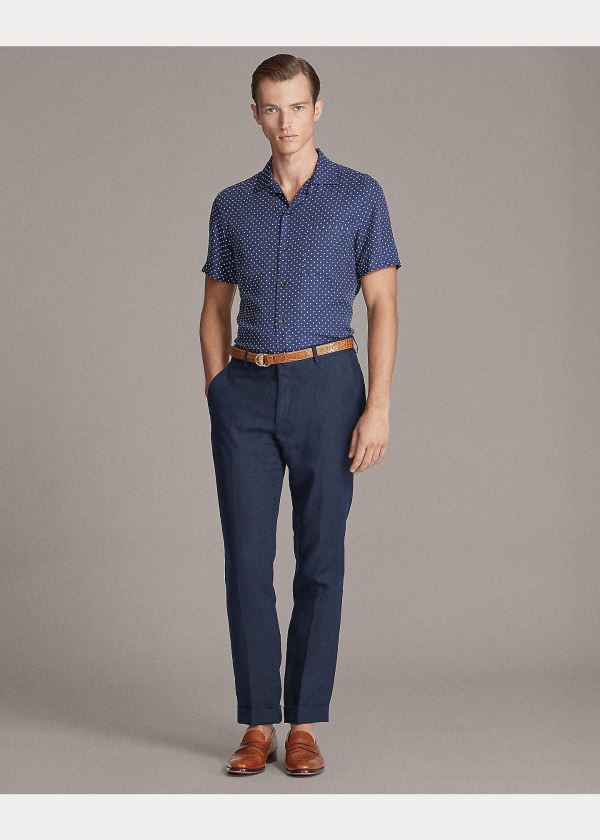 Ralph Lauren Polka-Dot-Print Shirt Tmavě Blankyt Bílé | ENL4Mmli