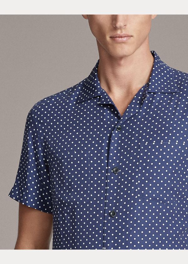 Ralph Lauren Polka-Dot-Print Shirt Tmavě Blankyt Bílé | ENL4Mmli