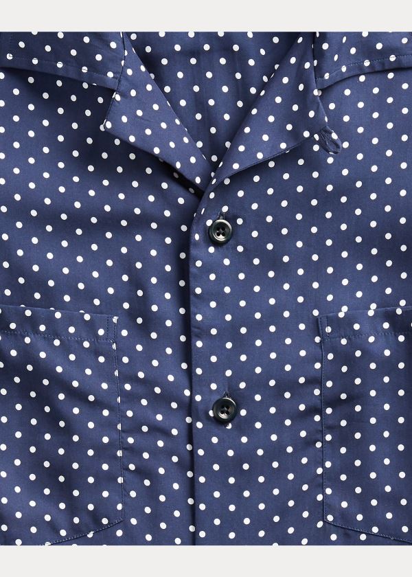 Ralph Lauren Polka-Dot-Print Shirt Tmavě Blankyt Bílé | ENL4Mmli