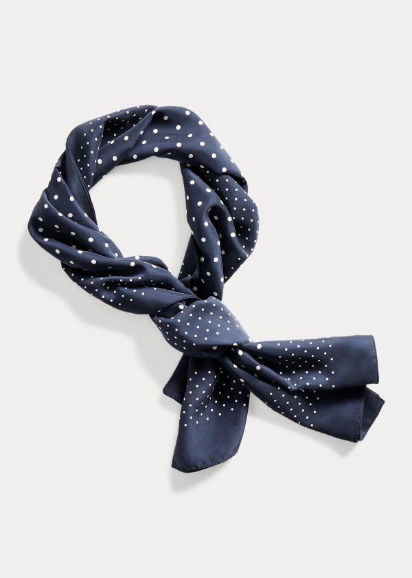 Ralph Lauren Polka-Dot Scarf Tmavě Blankyt Krém | 4OZWl8RR