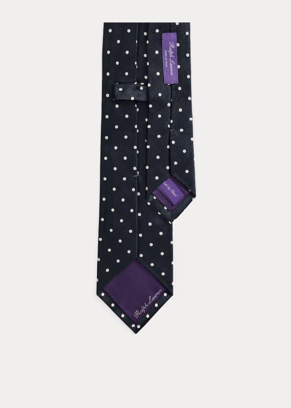 Ralph Lauren Polka-Dot Silk Satin Tie Tmavě Tmavě Blankyt | 8kGERhGM