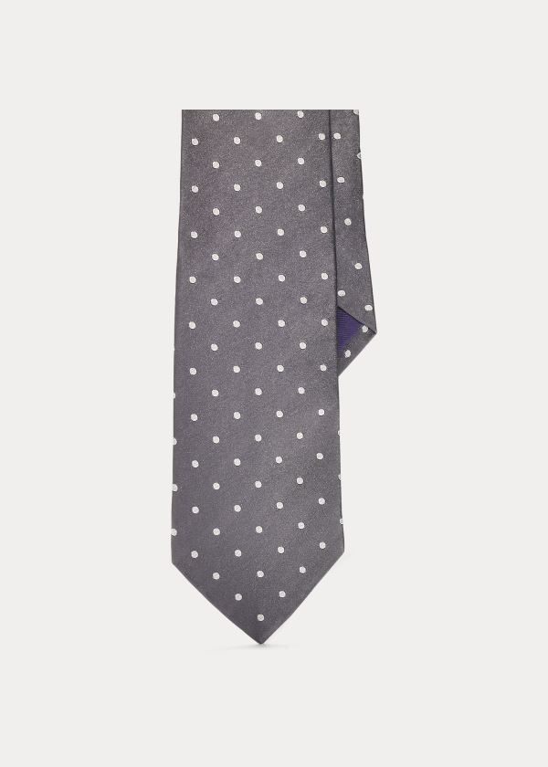 Ralph Lauren Polka-Dot Silk Satin Tie Tmavě Šedé | CNkREONi